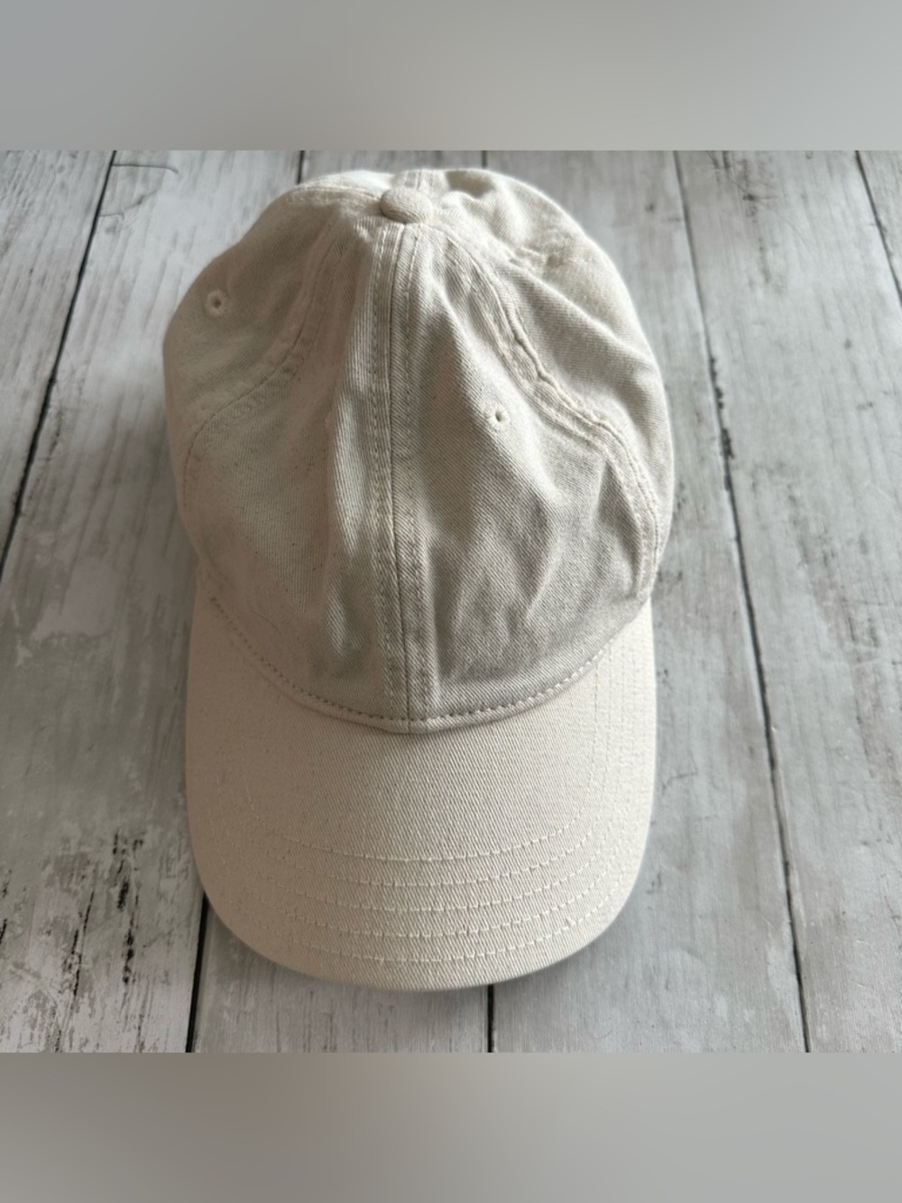 PREOWNED MADEWELL IVORY UNISEX HAT ADJUSTABLE BROWN LEATHER STRAP
